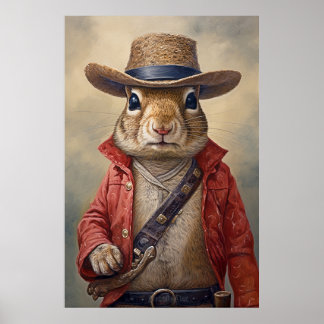 Poster de cow-boy écureuil, pépinière et art pour 