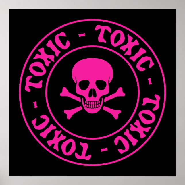 Poster de crâne rose toxique (Devant)