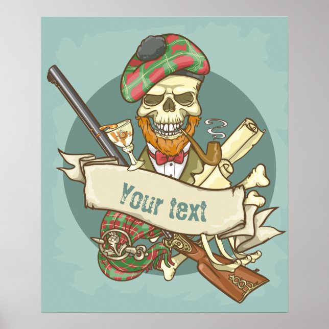 Poster de crâne Vintage personnalisable (Devant)