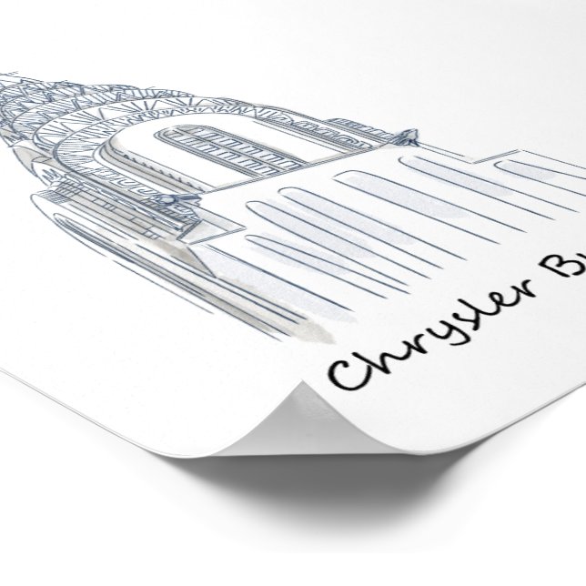 Poster de croquis noir et blanc Chrysler Building (Coin)