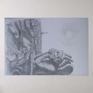 Poster de croquis Notre Dame Gargoyle