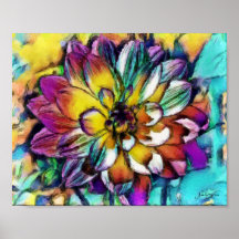 Poster de Dahlia Aquarelle 8x10