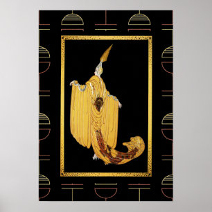 Poster de dame de style Erte Deco - Or/Jaune