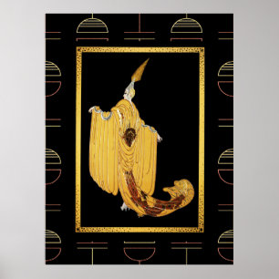 Poster de dame style décadent - or/jaune