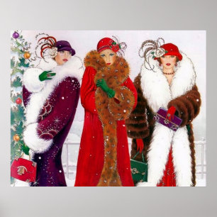 Poster de dames rétro art déco vintage