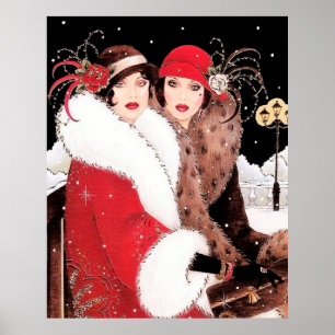 Poster de dames rétro art déco vintage