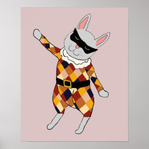 Poster de Dancing Harlequin Bunny Imprimer