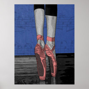 Poster de danse de ballet avec chaussures roses