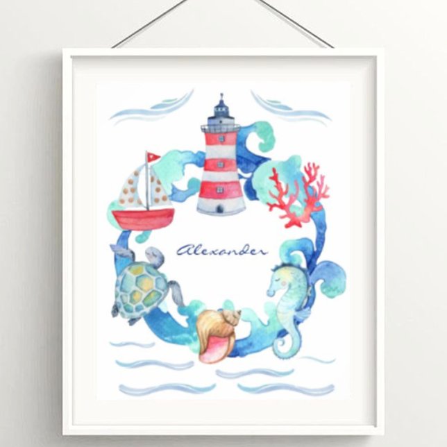 Poster de décoration de bateaux pour animaux marin (Créateur téléchargé)