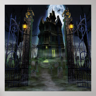Poster de décoration KRW Halloween Castle Déplaisa