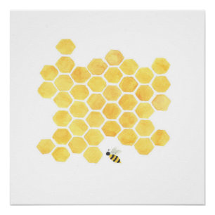 Poster de décoration murale peinte d'abeille jaune