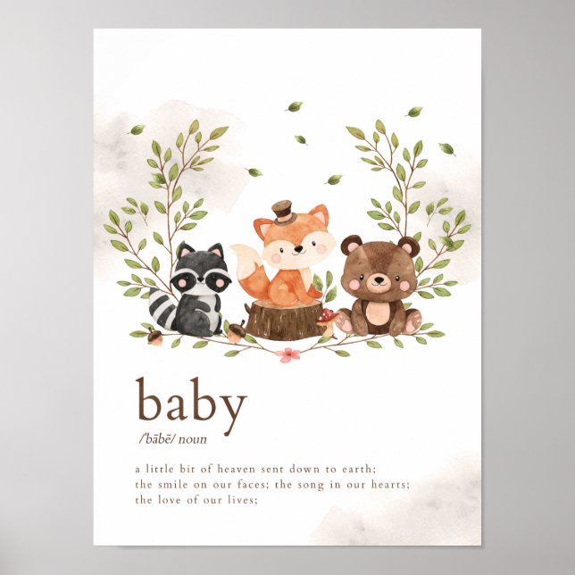 Poster de définition de bébé pour animaux de bois (Devant)