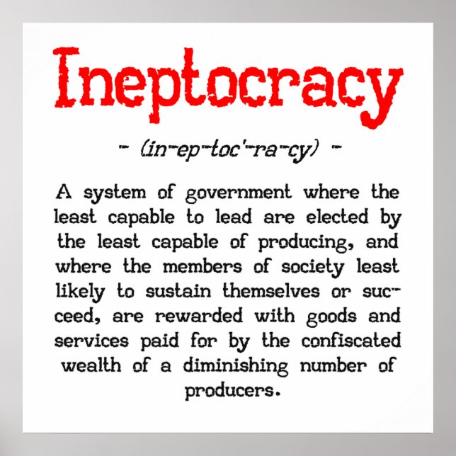 Poster de définition de l'ineptocratie (24 po x 24 (Devant)
