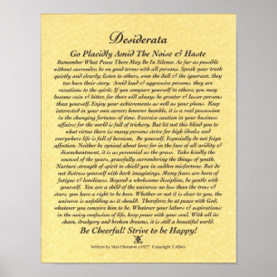 Poster de DESIDERATA par Max Ehrmann-Golden Parchm