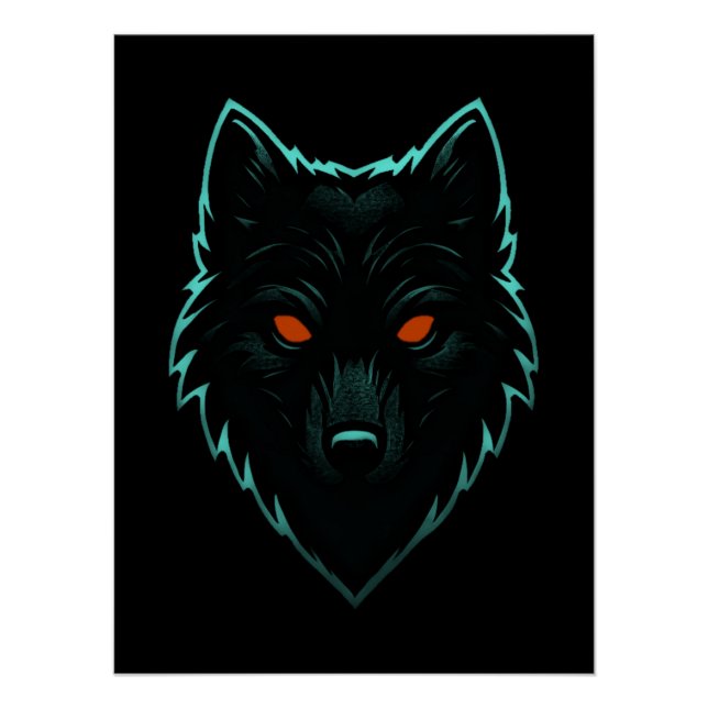 Poster de design Mystic Neon Wolf (Devant)