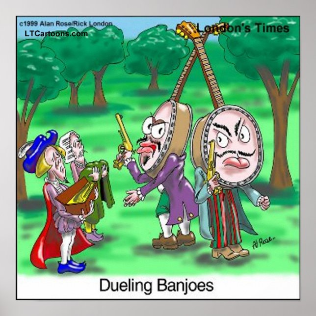 Poster de dessin animé de Dueling Banjoes par Rick