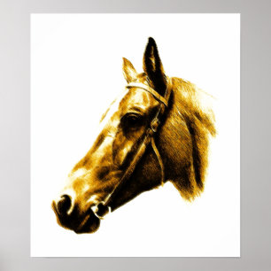 Poster de dessin Brown Cheval Jaune