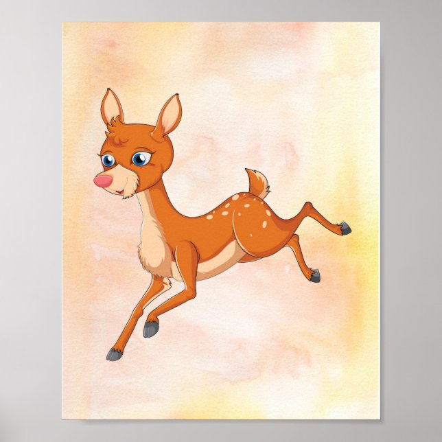 Poster de dessin de cerfs - Bois de pépinière Art (Devant)