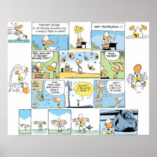Poster de dessin drôle Duck Aviation