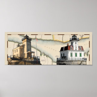 Poster de deux phares, Rondout & Esopus