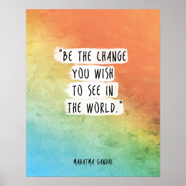 Poster de devis Gandhi Soyez le changement que vou (Devant)