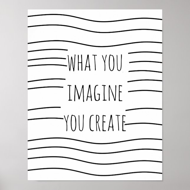 poster de devis inspirant imaginez noir et blanc (Devant)