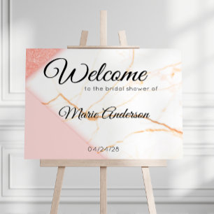 Poster de douche moderne en marbre rose et or