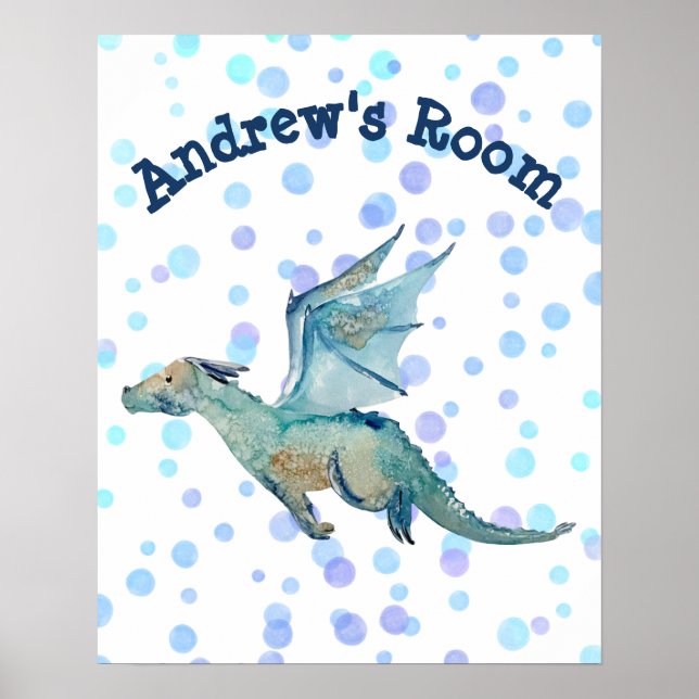 Poster de dragon d'aquarelle personnalisé (Devant)