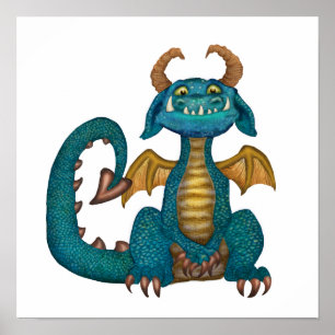 Poster de dragon de dessin animé (non signé - pas