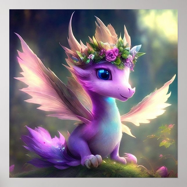 Poster de dragon de fée violette (Devant)