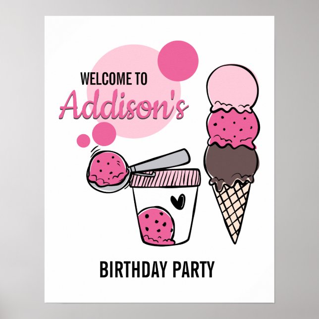 Poster de fête d'anniversaire de la crème glacée (Devant)