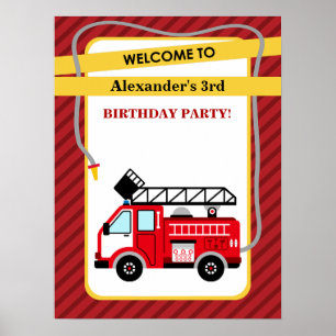 Poster de fête d'anniversaire du pompier