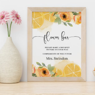 Poster de Fête des mariées de bar à fleurs et citr