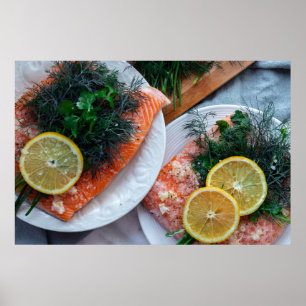 Poster de fête saumon