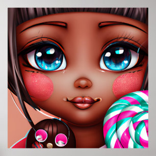 POSTER DE FILLE AFRO CANDY CUT