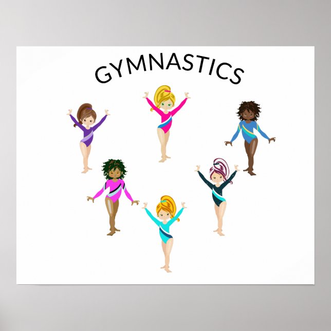 Poster de fille de gymnastique avec 6 gymnaste (Devant)