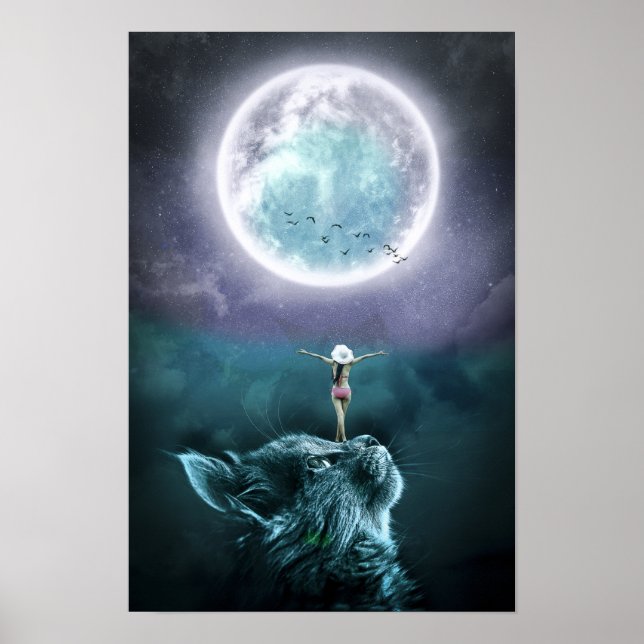 Poster de fille Imaginaire Cat Moon (Devant)