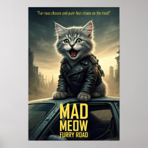 Poster de film amusant - Mad Meow : Furry Road - C