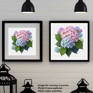 Poster de fleurs d'art mural Hydrangeas botaniques