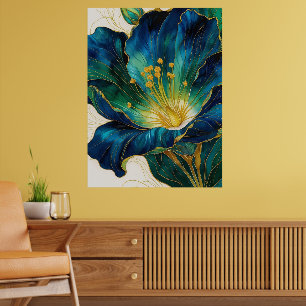 Poster de fleurs dorées   Art mur