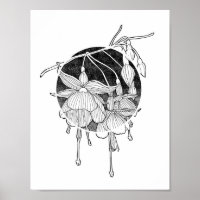 Poster de fleurs néo-botaniques Fuchsia