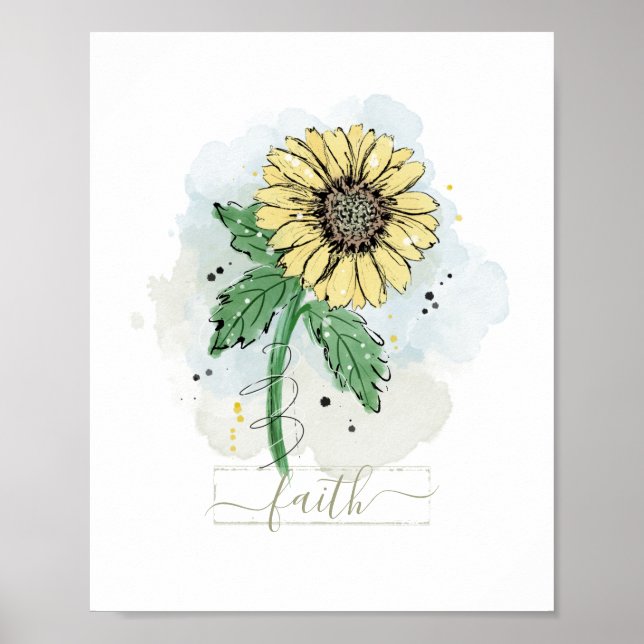 Poster de Foi Fleur Aquarelle Jaune (Devant)
