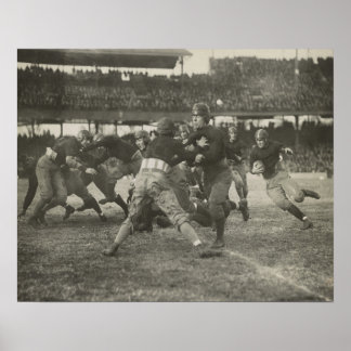 poster de football vintage noir et blanc homme gro