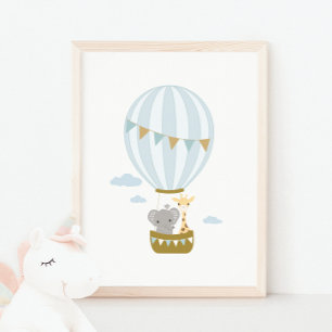 Poster de girafe et d'éléphant à air chaud