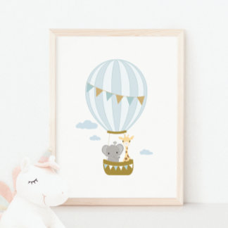 Poster de girafe et d'éléphant à air chaud