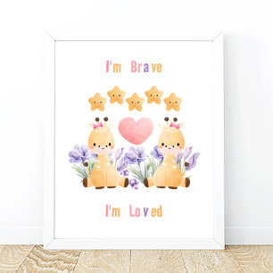 Poster de Giraffe Bébé Cute Je suis courageuse -