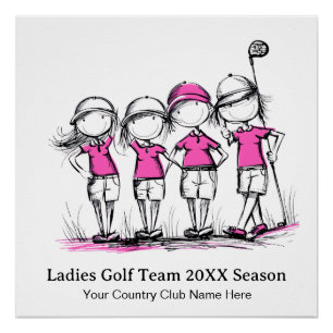 Poster de golf féminin personnalisé - Dessin amusa