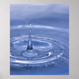 Poster de gouttelettes d'eau bleue