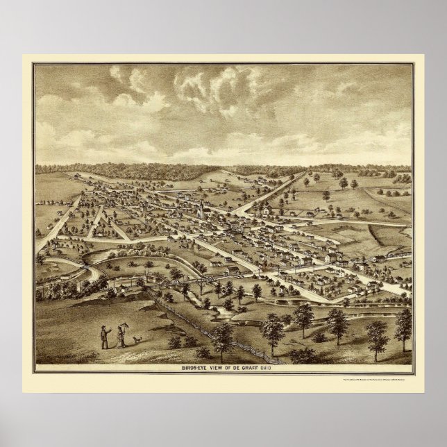 Poster De Graff, OH Carte panoramique - 1875 (Devant)