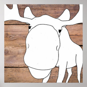 Poster de gros plan de l'orignal tiré à la main